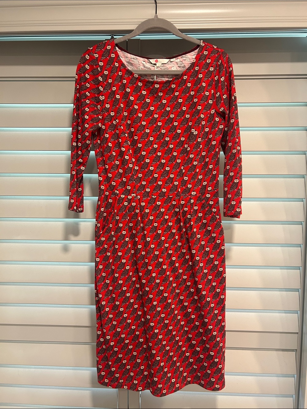 NWT! Boden Owl-Print 3/4 Sleeve Dress